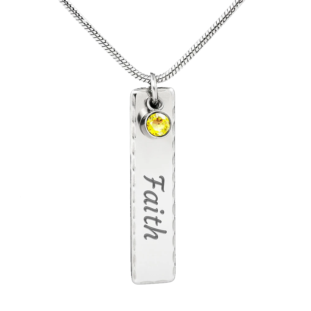 Birthstone Gem Necklace With Personalized Name or Message Option | Fellowship Apparel