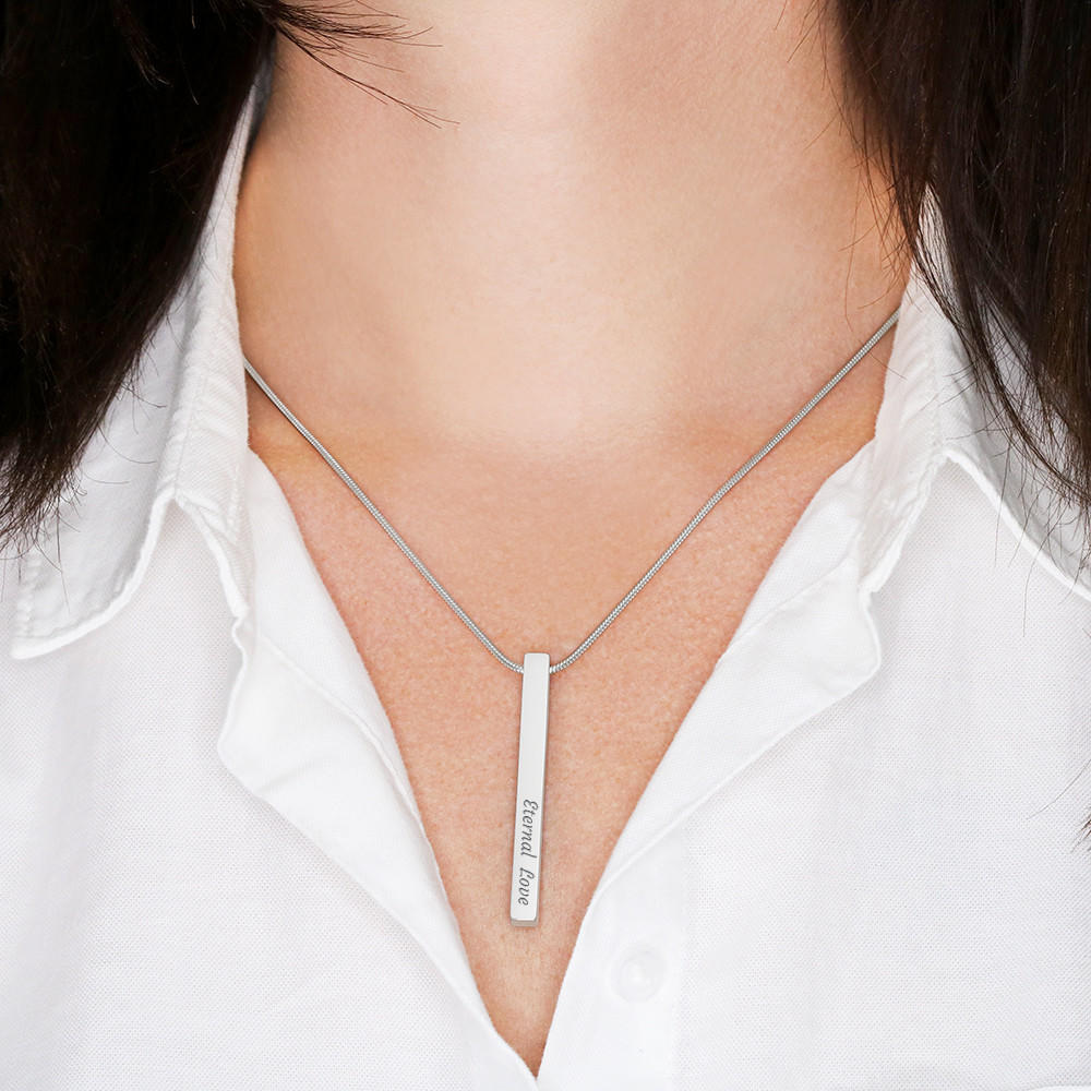IBB Personalised Long Vertical Bar Pendant Necklace, Silver at John Lewis &  Partners