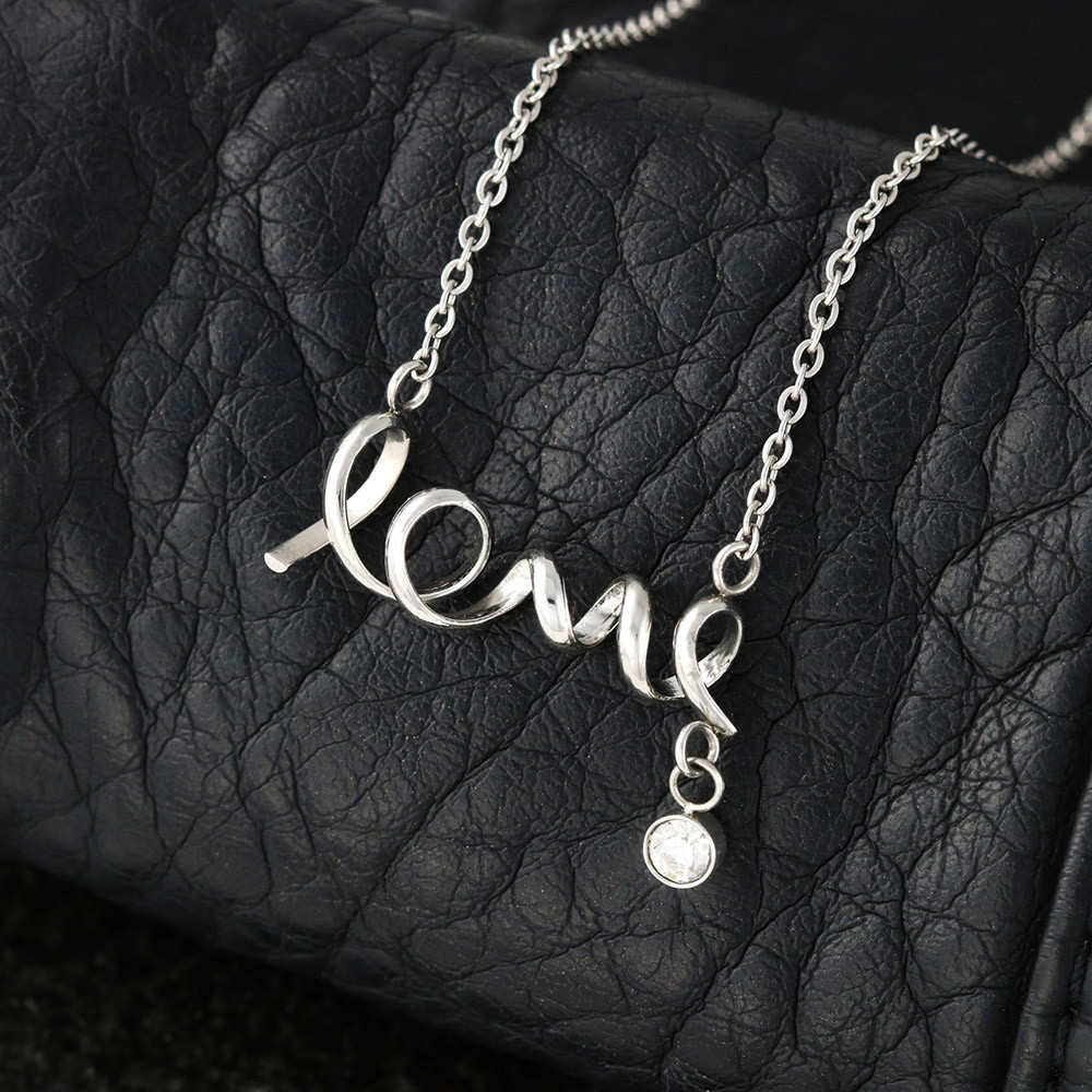 Love Scripted Necklace With Cubic Zirconia Stone | Fellowship Apparel