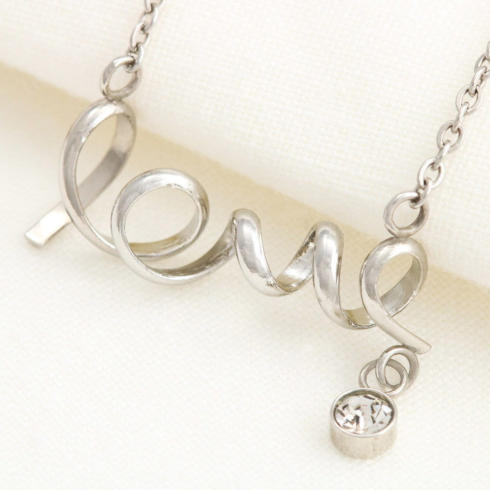 Love Scripted Necklace With Cubic Zirconia Stone | Fellowship Apparel