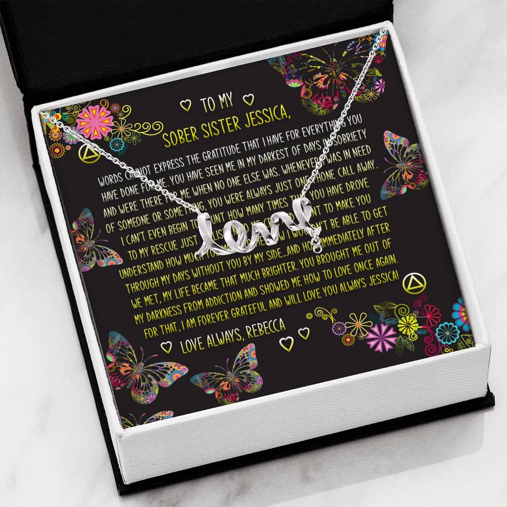 Love Scripted Necklace With Cubic Zirconia Stone | Fellowship Apparel