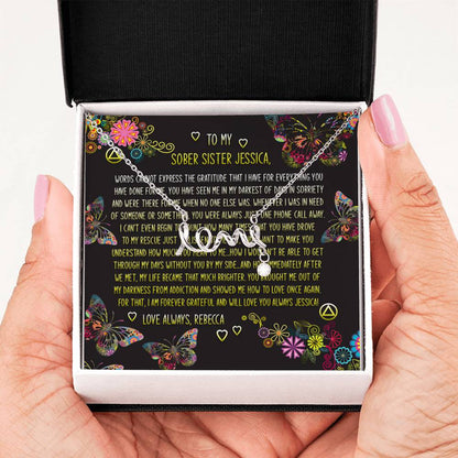 Love Scripted Necklace With Cubic Zirconia Stone | Fellowship Apparel