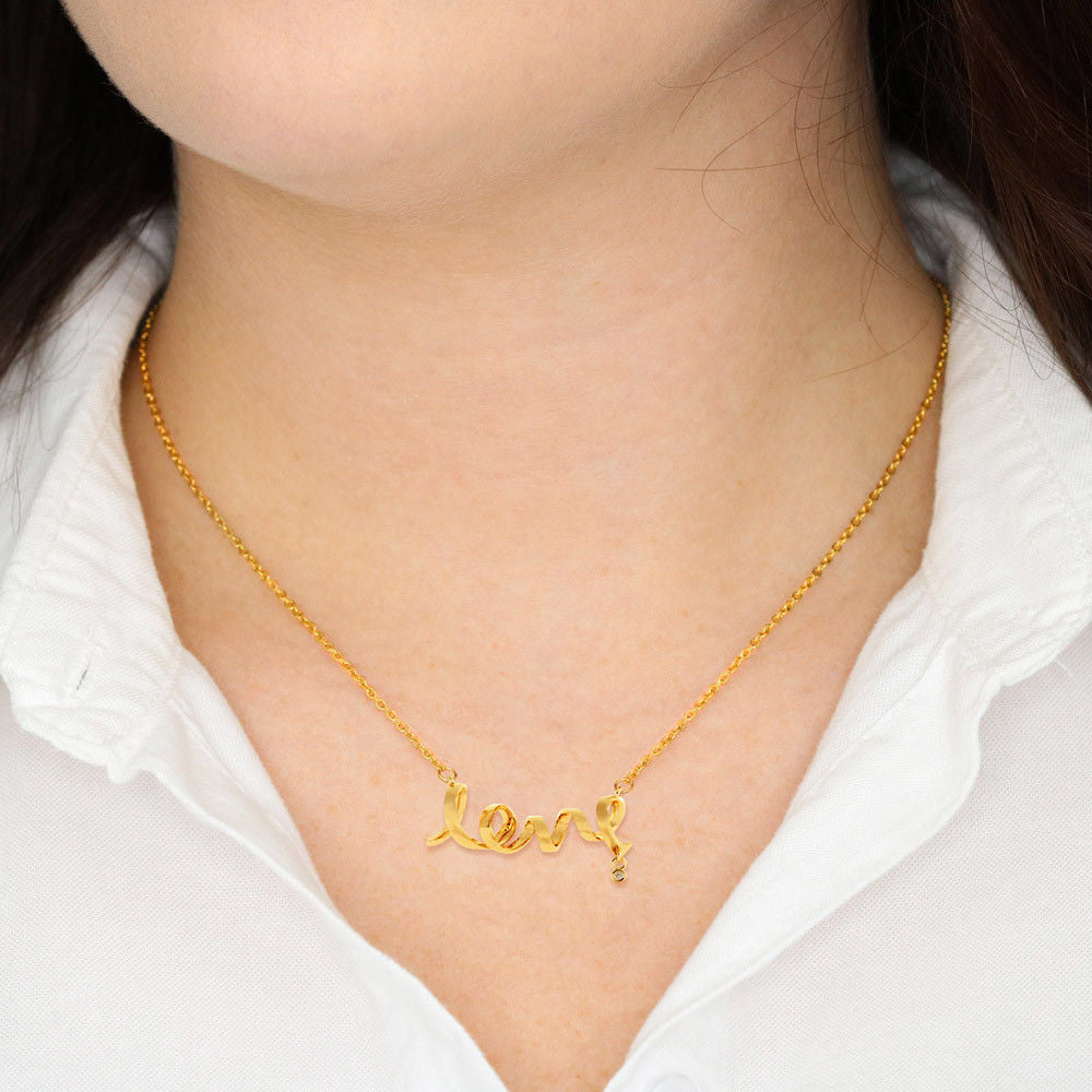 Love Scripted Necklace With Cubic Zirconia Stone | Fellowship Apparel