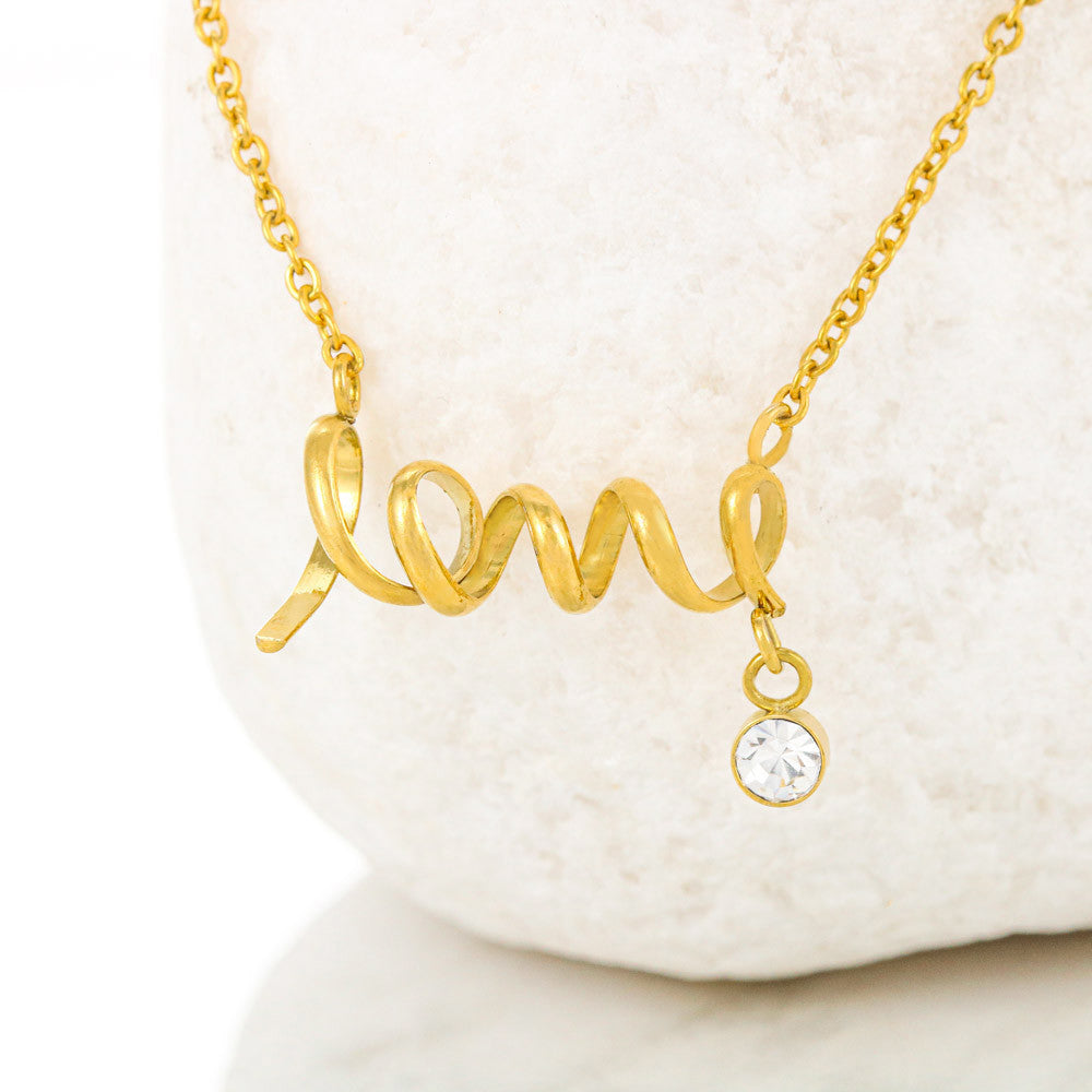 Love Scripted Necklace With Cubic Zirconia Stone | Fellowship Apparel