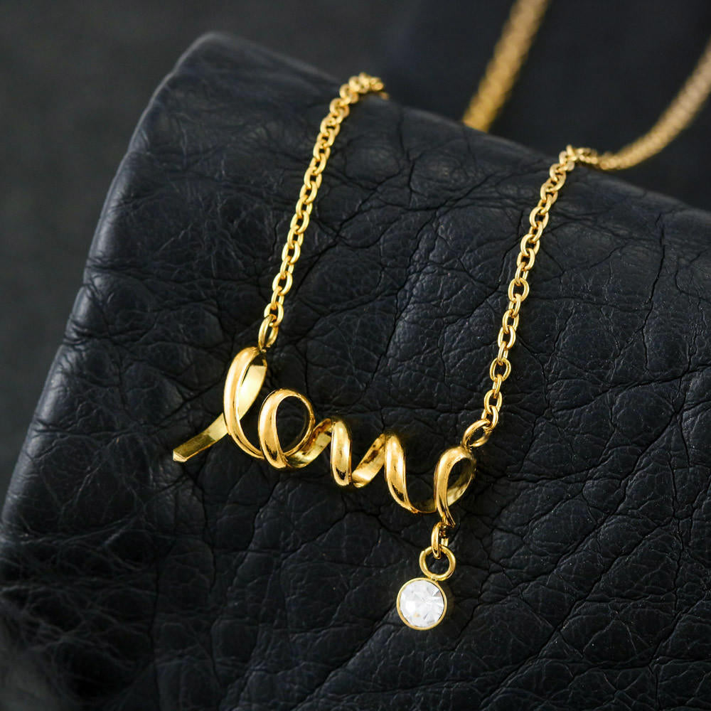 Love Scripted Necklace With Cubic Zirconia Stone | Fellowship Apparel