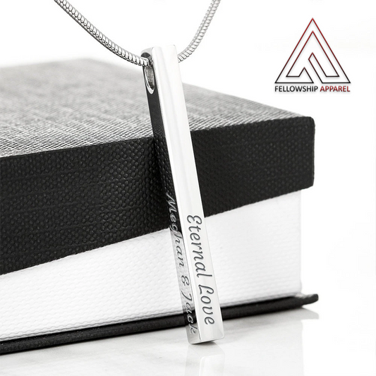 Personalized 4-Sided Luxury Vertical Bar Necklace - Fellowship Apparel