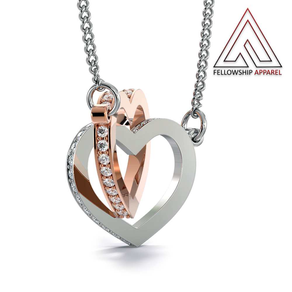 To My Daughter From Dad Interlocking Heart Necklace With Message Card | Fellowship Apparel